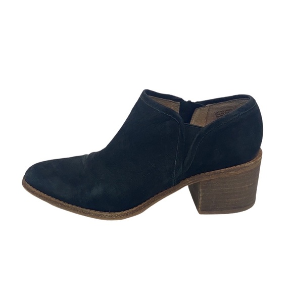 Caslon Women's Faye Black Leather Ankle Bootie Stacked Block Heel size 7.5 - Picture 1 of 10